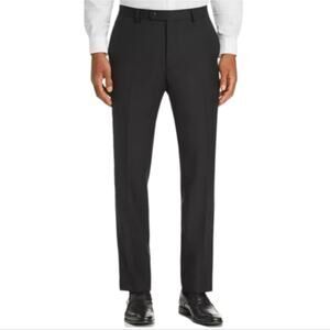 John Varvatos Bedford Pants Mens Size 39R Black Wool Flat Front Dress Slacks